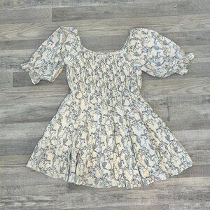 Rockin C White Horse Cactus Print Smocked Western Dress Tiered S24